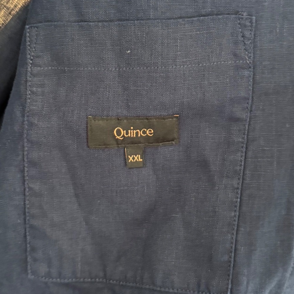 Quince Mens 100% Linen Chore Jacket XXL Navy Blue Button Front Pockets - Picture 9 of 9